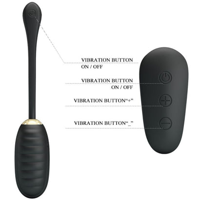 PRETTY LOVE - DOREEN LUXURY RECHARGEABLE BLACK EGG VIBRATOR REMOTE CONTROL