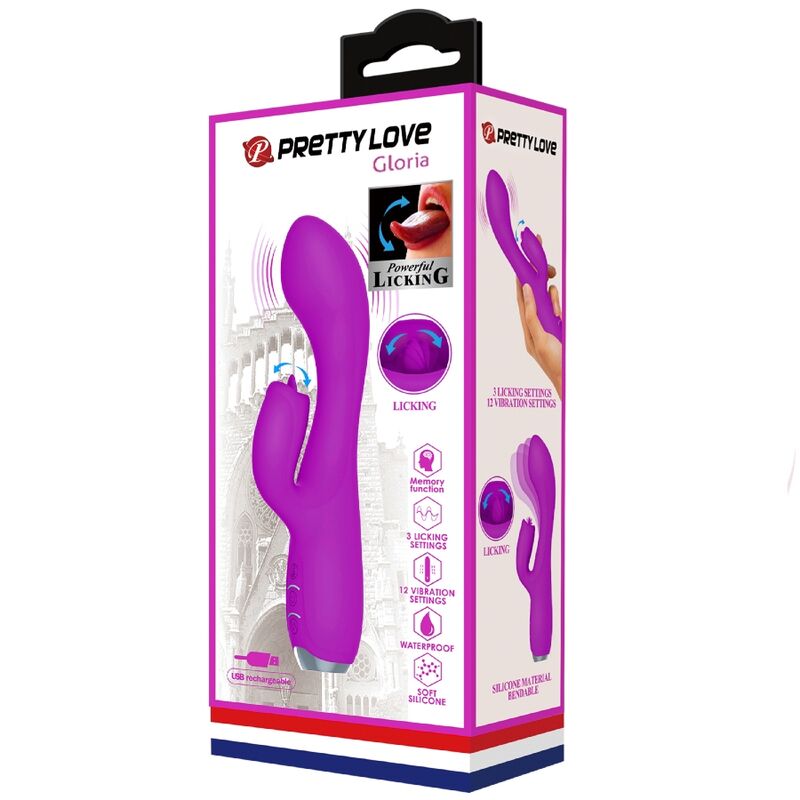 PRETTY LOVE - GLORIA RECHARGEABLE RABBIT VIBRATOR - PURPLE WATERPROOF