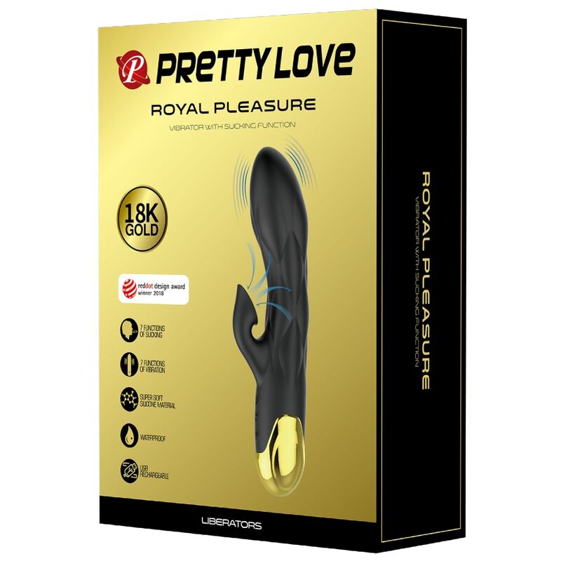 PRETTY LOVE - GOLD PLATED RECHARGEABLE BLACK LUXURY VIBRATOR