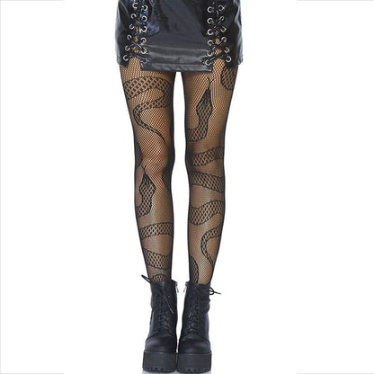 LEG AVENUE - CALCETINES DE SERPIENTES DE RED NEGRA