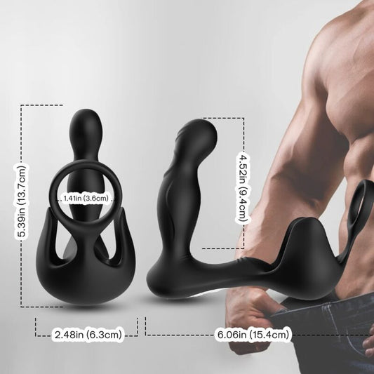 ARMONY - ANAL SURROUND VIBRATOR AND TESTICLE STIMULATOR AND RING REMOTE CONTROL BLACK