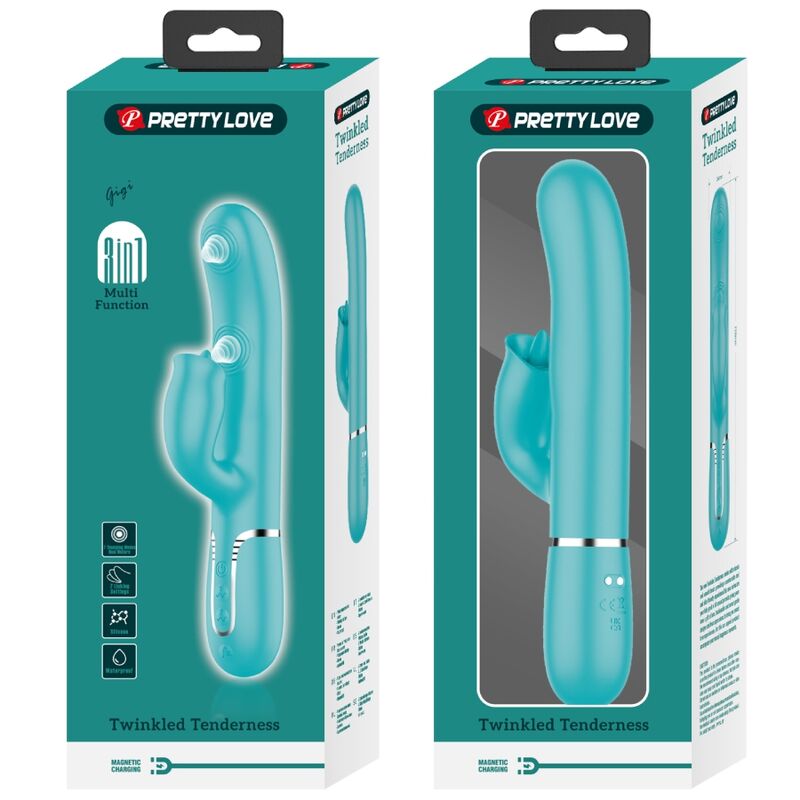 BEAUTIFUL LOVE - RABBIT VIBRATOR WITH AQUA GREEN LICK