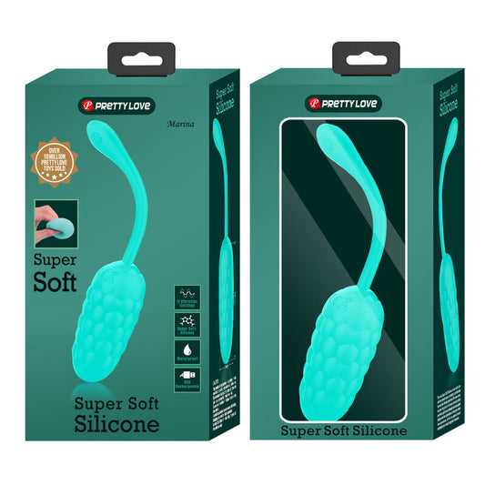 PRETTY LOVE - AQUA GREEN RECHARGEABLE MARINE TEXTURED VIBRATING EGG