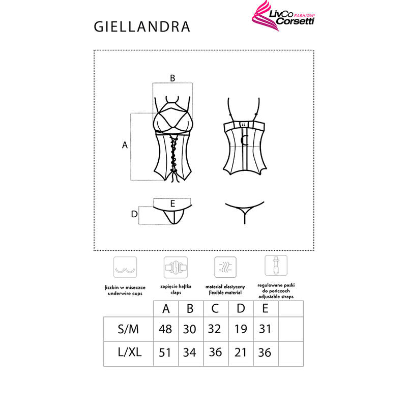 Livco Corsetti Fashion - Colección Giellandra para los Sentidos Corsé + Braguita Negra