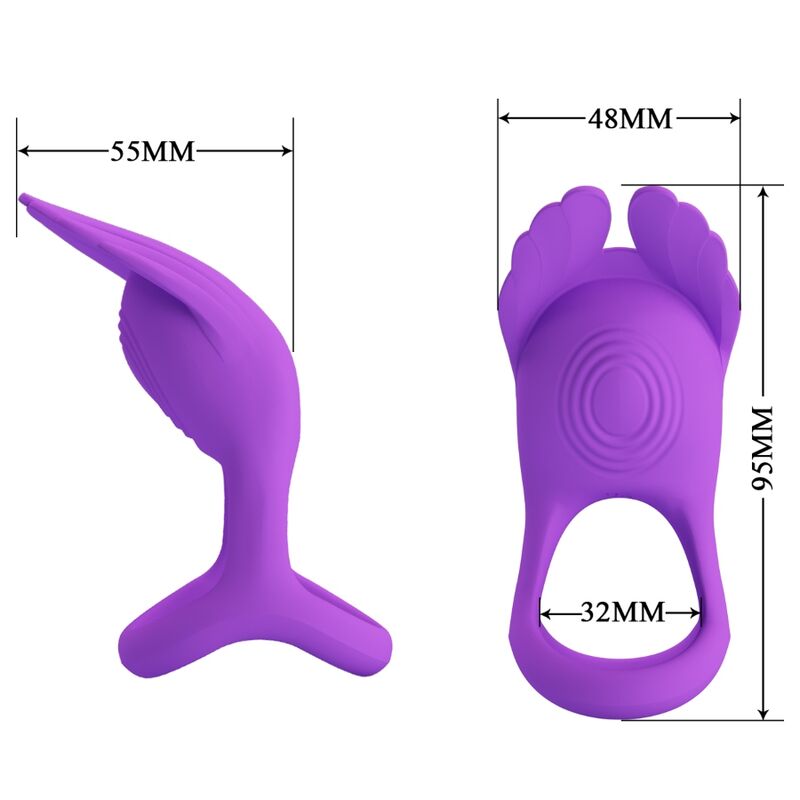 PRETTY LOVE - ANILLO VIBRADOR PARA EL PENE SILAS 7 VIBRACIONES SILICONA MORADA