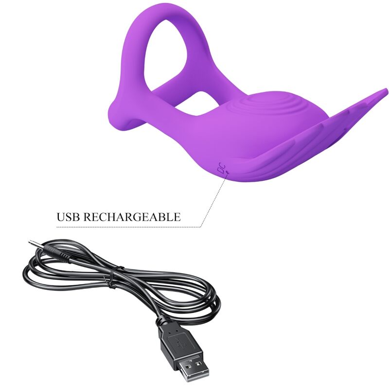 PRETTY LOVE - ANILLO VIBRADOR PARA EL PENE SILAS 7 VIBRACIONES SILICONA MORADA