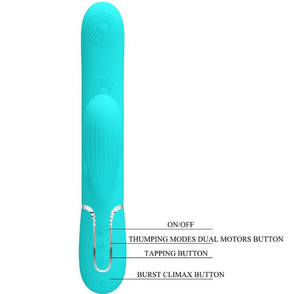 PRETTY LOVE - VIBRADOR MULTIFUNCIÓN 3 EN 1 PERLITA PUNTO G VERDE AGUA