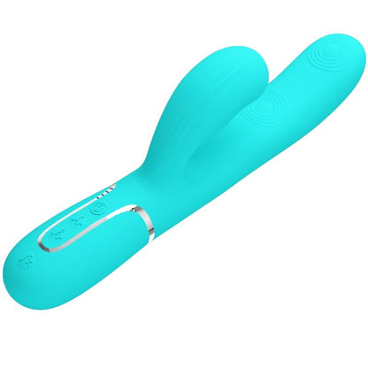 PRETTY LOVE - VIBRADOR MULTIFUNCIÓN 3 EN 1 PERLITA PUNTO G VERDE AGUA