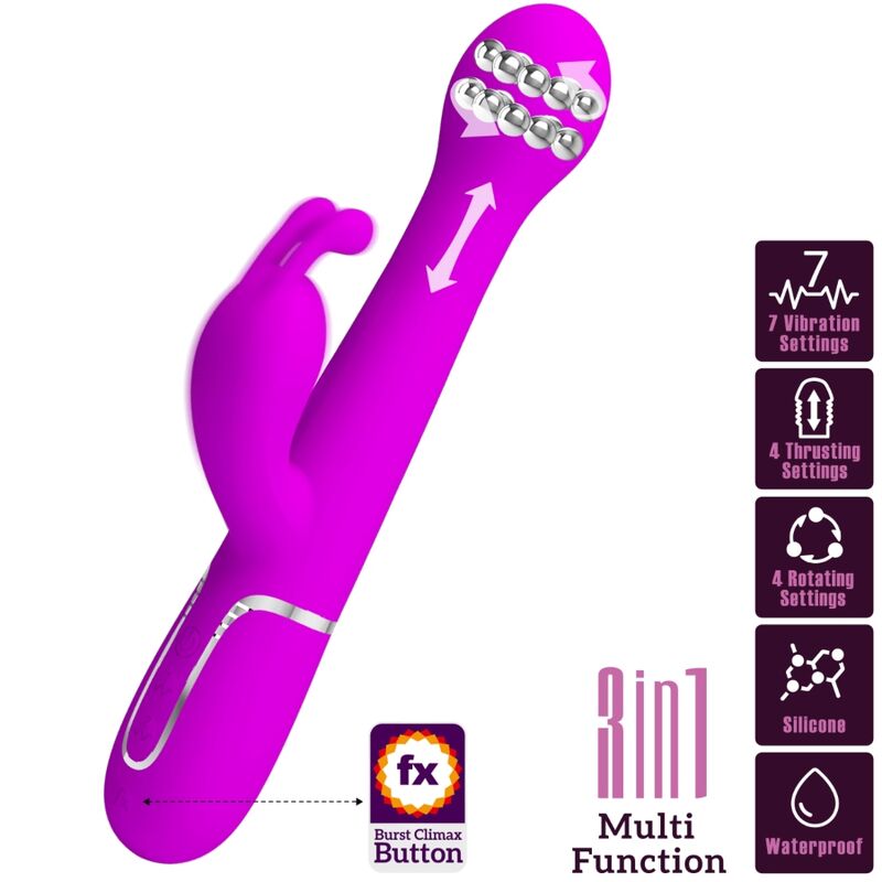 PRETTY LOVE - DEJON RABBIT 3-IN-1 MULTIFUNCTION VIBRATOR VIOLET
