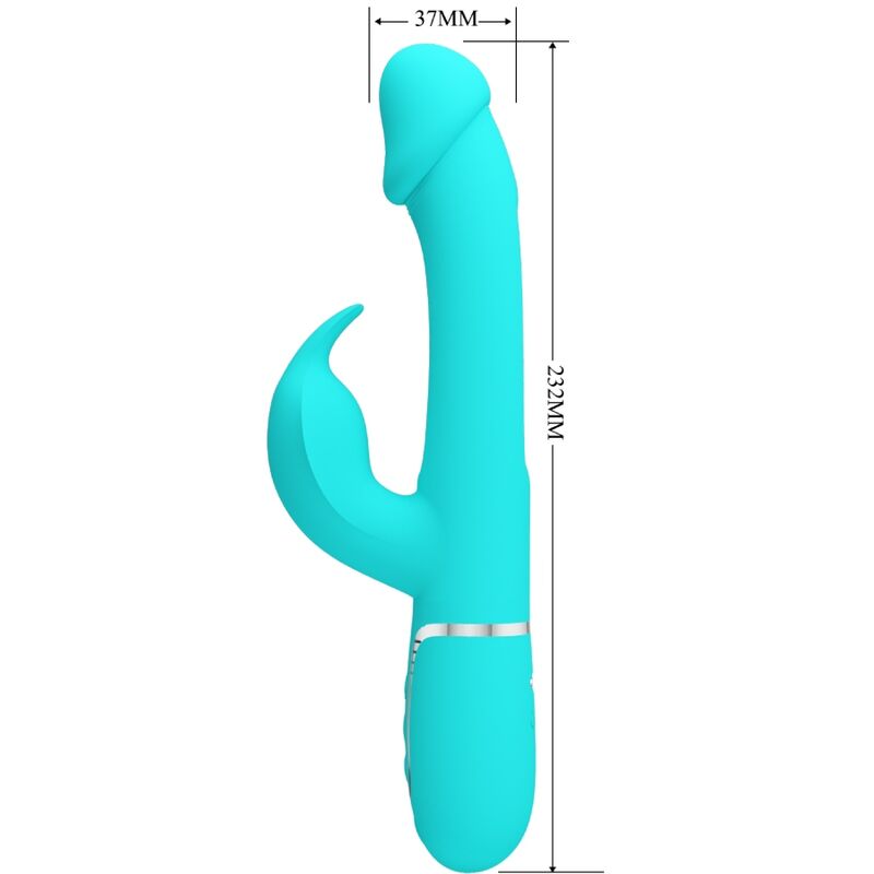 PRETTY LOVE - DEJON RABBIT VIBRATOR 3 IN 1 MULTIFUNCTION AQUA GREEN