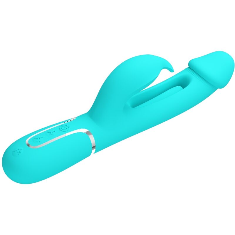 PRETTY LOVE - DEJON RABBIT VIBRATOR 3 IN 1 MULTIFUNCTION AQUA GREEN