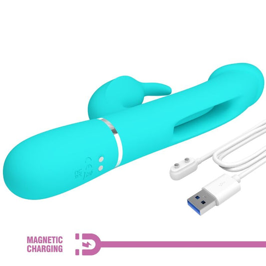 PRETTY LOVE - DEJON RABBIT VIBRATOR 3 IN 1 MULTIFUNCTION AQUA GREEN