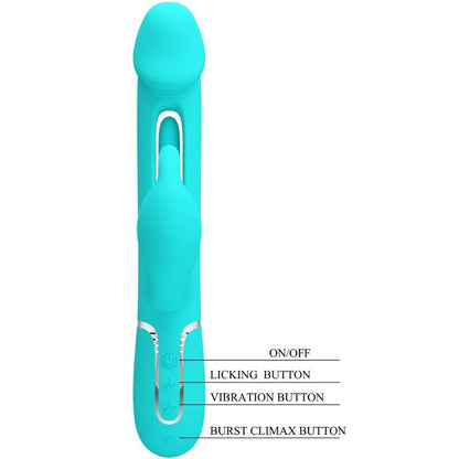 PRETTY LOVE - DEJON RABBIT VIBRATOR 3 IN 1 MULTIFUNCTION AQUA GREEN