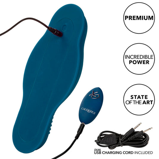 CALEXOTICS - MASAJEADOR DE PILOTO CON DOBLE MOTOR Y CONTROL REMOTO AZUL