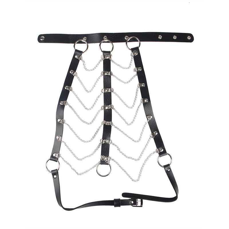 SUBBLIME - LEATHER CHAINS CHEST HARNESS BLACK ONE SIZE