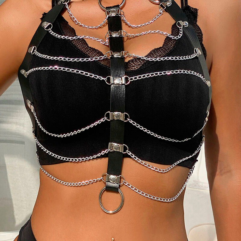 SUBBLIME - LEATHER CHAINS CHEST HARNESS BLACK ONE SIZE