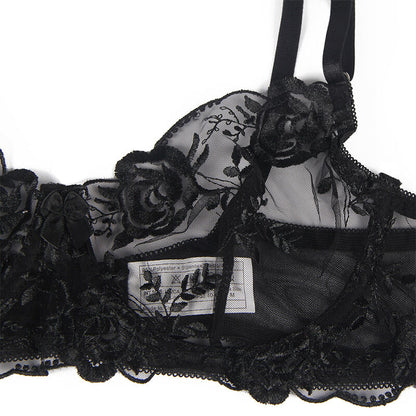 Subblime - Conjunto De 3 Peas Suti + Tanga + Liga Estampado Floral Preto S/M