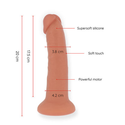 ONINDER - BOGOTÁ DILDO VIBRADOR MEDIANO 9 VELOCIDADES NATURAL 20 CM -O- 4.2 CM - APP GRATIS