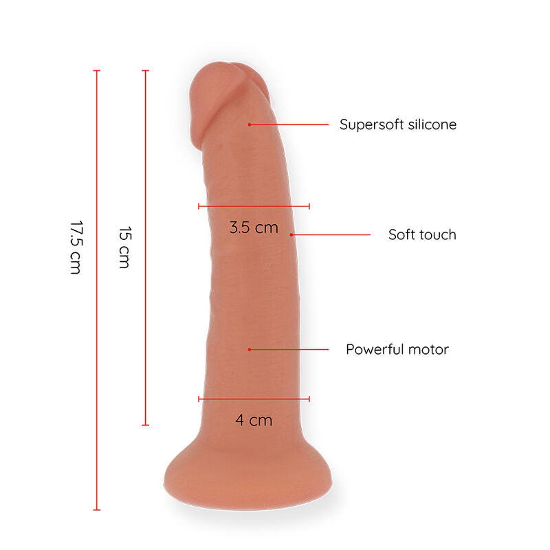 ONINDER - VIBRADOR PEQUEÑO BOGOTÁ DILDO 9 VELOCIDADES NATURAL 17.5 CM -O- 4 CM - APP GRATIS