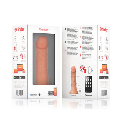 ONINDER - VIBRADOR PEQUEÑO BOGOTÁ DILDO 9 VELOCIDADES NATURAL 17.5 CM -O- 4 CM - APP GRATIS