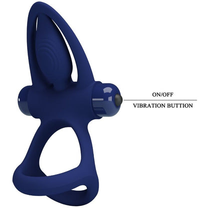 PRETTY LOVE - DOUBLE MAT RING WITH VIBRATION AND BLUE STIMULATOR