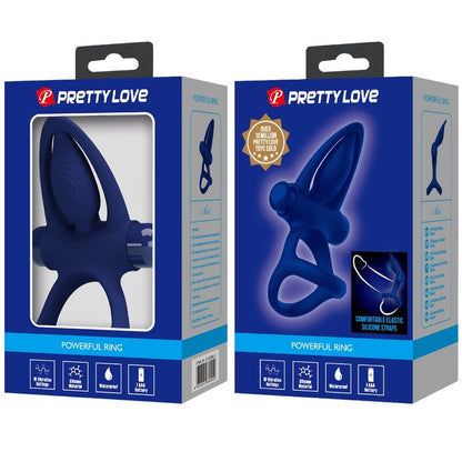PRETTY LOVE - DOUBLE MAT RING WITH VIBRATION AND BLUE STIMULATOR