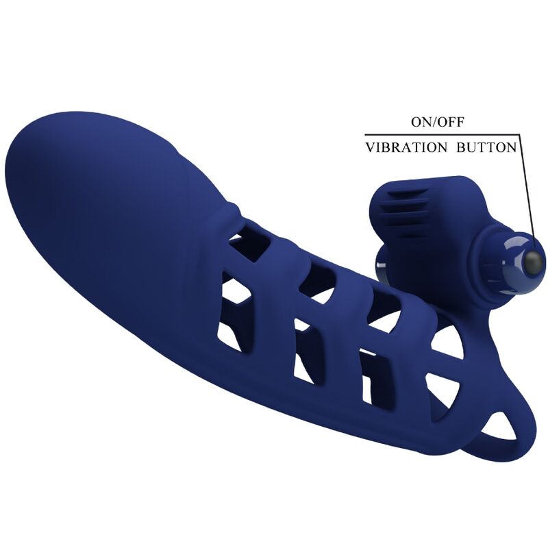 PRETTY LOVE - ANILLO VIBRADOR ALTAF CON FUNDA DE SILICONA AZUL