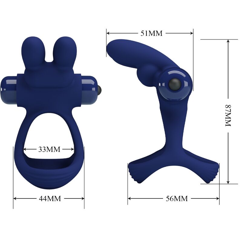 PRETTY LOVE - ANILLO VIBRADOR DOBLE FRANCISCO CONEJO AZUL