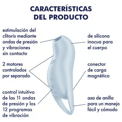 SATISFYER - POCKET PRO 1 ESTIMULADOR DE CLÍTORIS AZUL CLARO