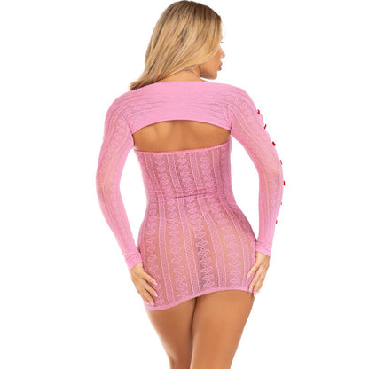 LEG AVENUE - PINK HEART AND BOW DRESS, ONE SIZE