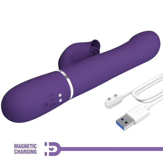 PRETTY LOVE - VIBRADOR CONEJO ZALIN 4 EN 1 DE PERLA MORADA
