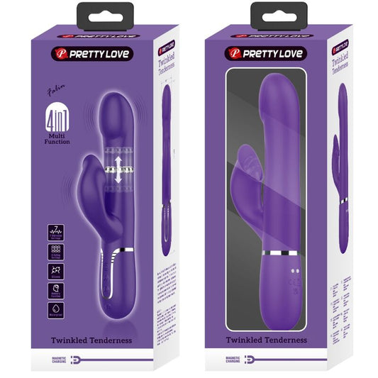 PRETTY LOVE - VIBRADOR CONEJO ZALIN 4 EN 1 DE PERLA MORADA