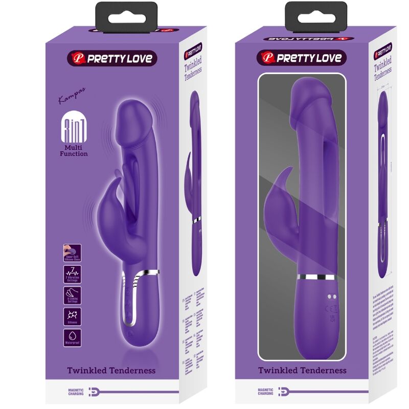 AMOR HERMOSO - KAMPAS VIBRADOR CONEJO MULTIFUNCIÓN 3 EN 1 CON LENGUA VIOLETA