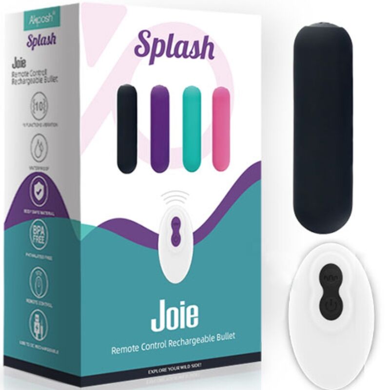 ARMONY - SPLASH JOIE BULLET VIBRATOR SILICONE REMOTE CONTROL 10 VIBRATIONS 75 X 19 CM BLACK