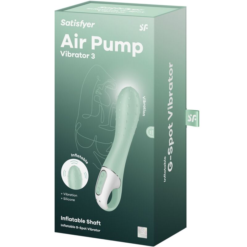 SATISFYER - VIBRADOR CON BOMBA DE AIRE 3 PUNTO G INFLABLE MENTA