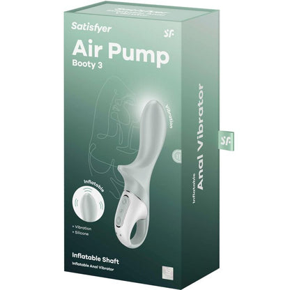 SATISFYER - VIBRADOR ANAL INFLABLE BOOTY 3 CON BOMBA DE AIRE GRIS VERDE