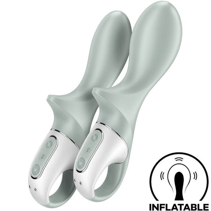 SATISFYER - VIBRADOR ANAL INFLABLE BOOTY 3 CON BOMBA DE AIRE GRIS VERDE