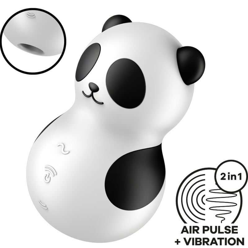 SATISFYER - POCKET PANDA STIMULATOR AND VIBRATOR BLACK AND WHITE
