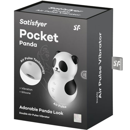SATISFYER - POCKET PANDA STIMULATOR AND VIBRATOR BLACK AND WHITE