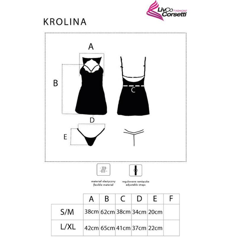 Livco Corsetti Fashion - Krolina Lc 90734 Camisón + Tanga Negra S/M