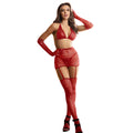 Subblime - 952181 Bodystocking De Rede Com Luvas E Diamantes Vermelho Tamanho Único