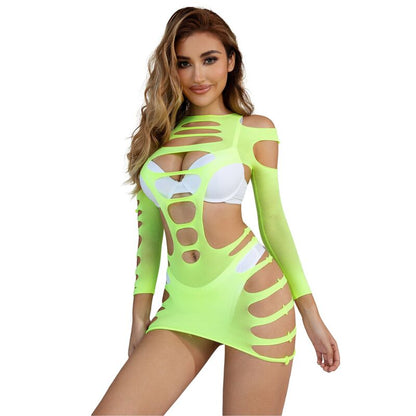 SUBBLIME - 952280 VESTIDO VERDE DE MANGA LARGA CON RED ELÁSTICA TALLA ÚNICA