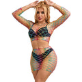 Subblime - 952440 2-Piece Fishnet Rainbow Long Sleeve Set One Size