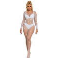 Subblime - 952396 Bodystocking De Rede Com Diamantes Manga Comprida Branco Tamanho Único