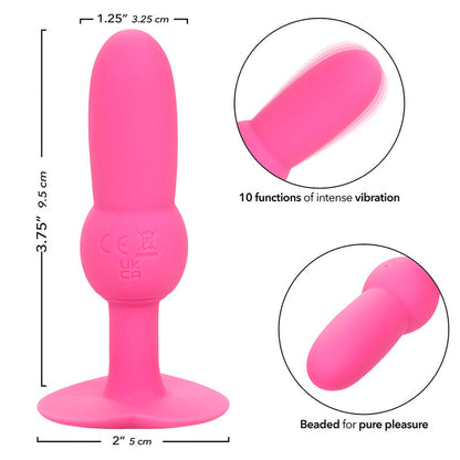CALEXOTICS - TAPÓN ANAL PARA PRIMERA VEZ CON SONDA DE CUENTAS Y 10 VIBRACIONES ROSA