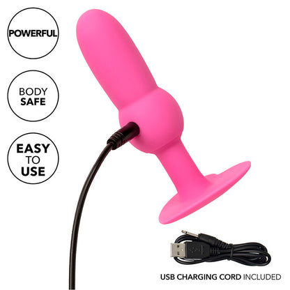 CALEXOTICS - TAPÓN ANAL PARA PRIMERA VEZ CON SONDA DE CUENTAS Y 10 VIBRACIONES ROSA