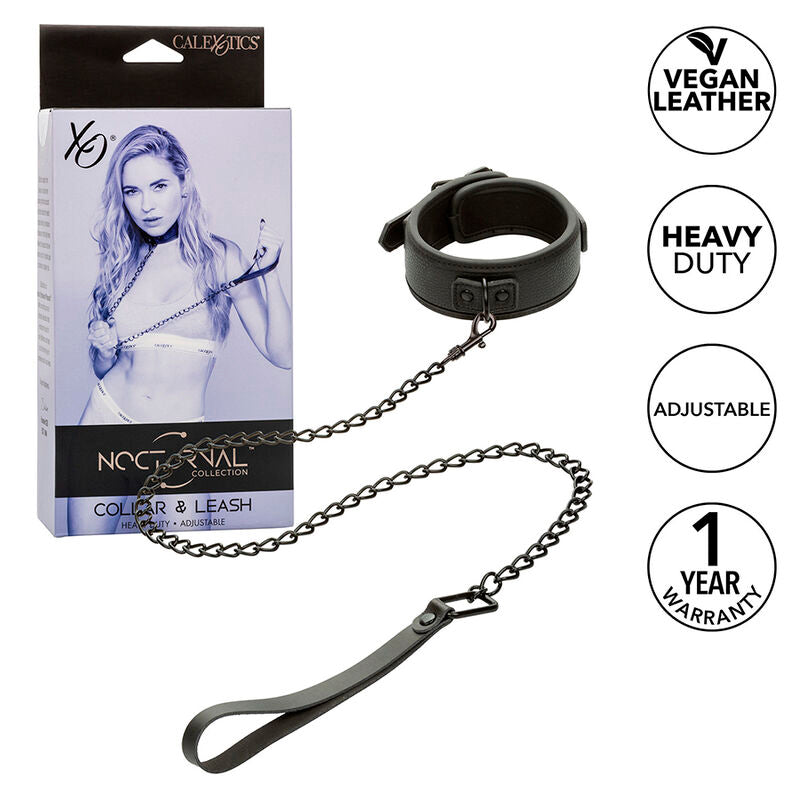 CALEXOTICS - COLLAR NOCTURNO Y CORREA DE CUERO AJUSTABLE NEGRA