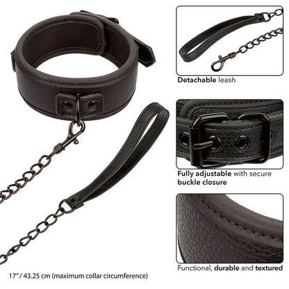 CALEXOTICS - COLLAR NOCTURNO Y CORREA DE CUERO AJUSTABLE NEGRA
