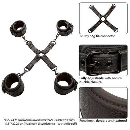 CALEXOTICS - CONECTOR NOCTURNO DE CUERO AJUSTABLE NEGRO CON AMARRE DE CERDO