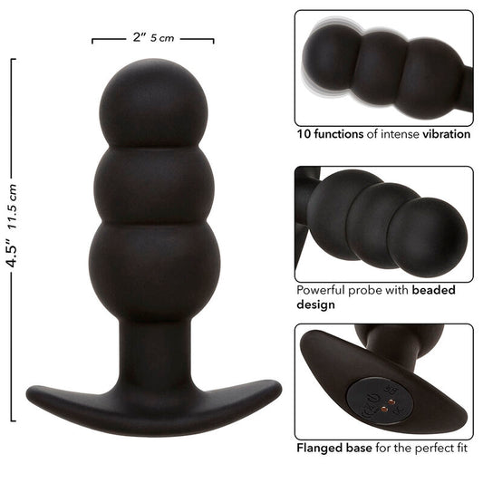 CALEXOTICS - ROCK BOTTOM ANAL PLUG WITH BALLS 10 VIBRATIONS BLACK SILICONE